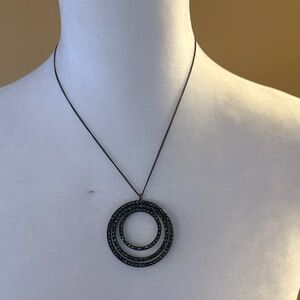 White House Black Market Black Circle Pendant Necklace